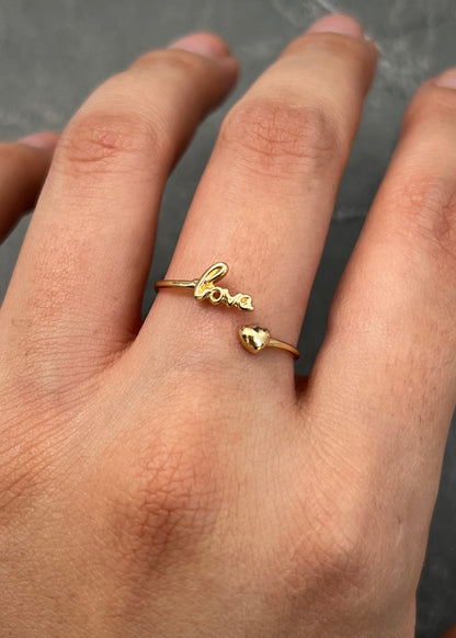 Anillo love 1gr / TALLA 7 1/2 / Oro Amarillo Nac M