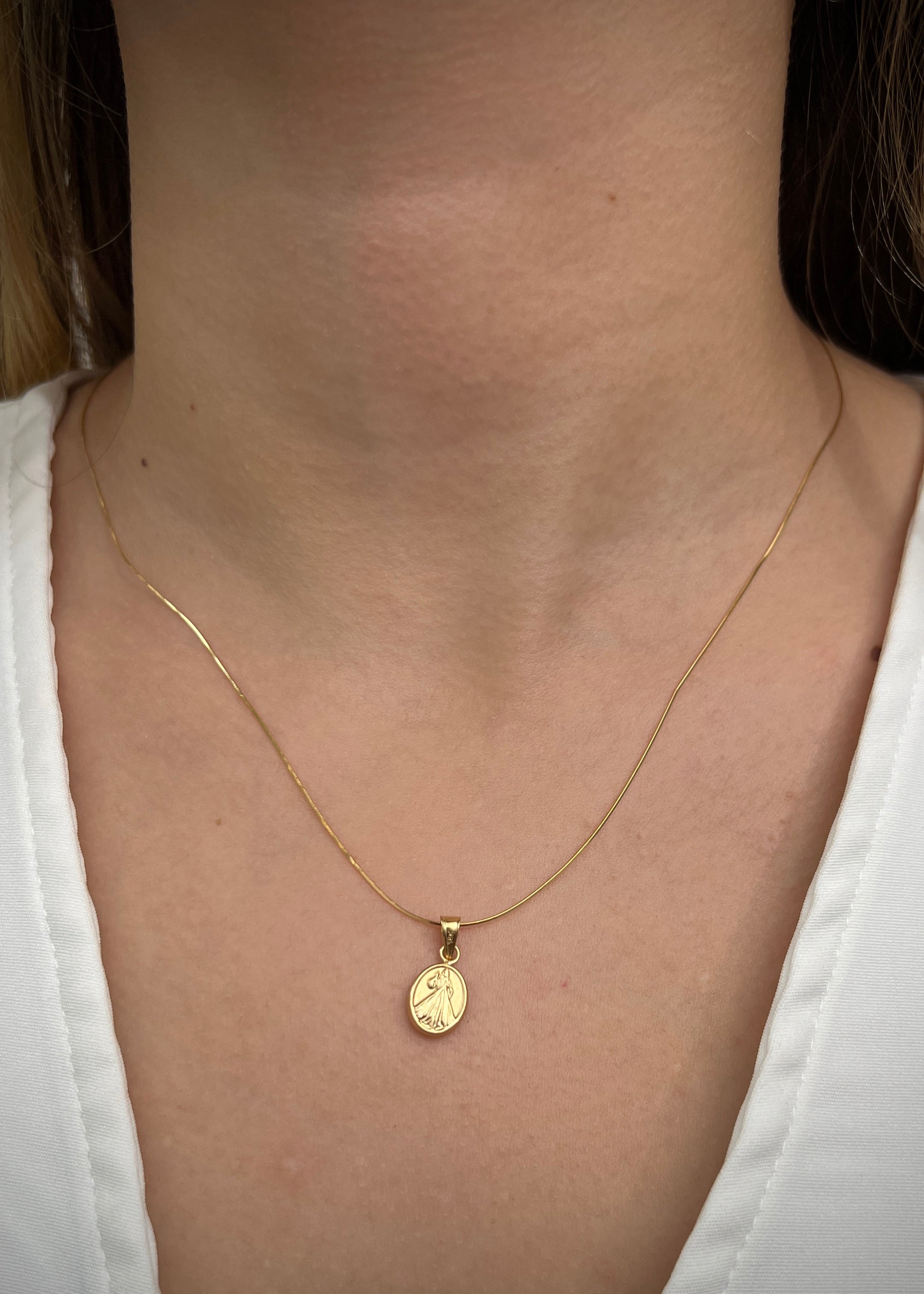 Set Cadena Mini Espejo Dije Misericordia 2.05gr / Largo 45cm / Oro Amarillo B