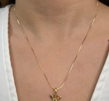 Set Cadena Mini Espejo Dije Mariposa 2.55gr / Largo 45cm / Oro Amarillo B