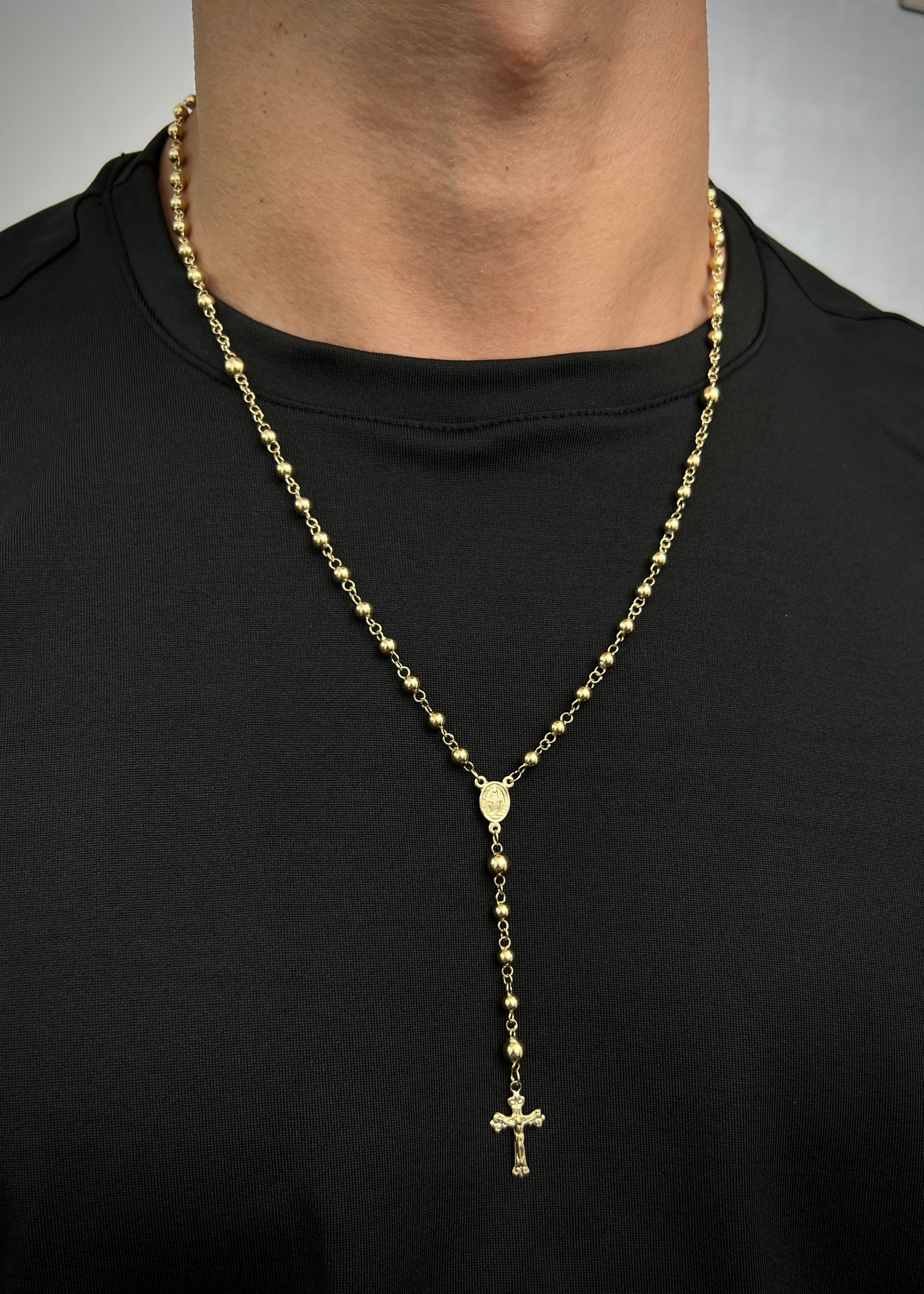 Rosario virgen de la milagrosa liso 11.7gr / Largo 60cm / Oro Amarillo Nac B