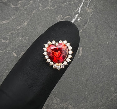 Dije de corazon con MOS roja 80pts (0.8QTS) MOS blanca 22pts (0.20QTS) 1.25gr / 1cm / Oro Rosado Nac (Joya) B