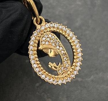 Dije virgen maria con swarovski blanco 3.8gr / Largo 3.2cm / Oro Amarillo Nac B