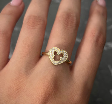 Anillo de mickey con swarovski blanco 2.45gr / TALLA 6 3/4 / Oro Amarillo Nac B