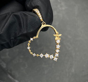 Dije corazon con swarovski blanco 2gr / Largo 3.3cm / Oro Amarillo Nac P