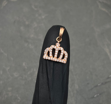 Dije corona con swarovski blanco 1.05gr / Largo 1.7cm / Oro Rosado Nac P