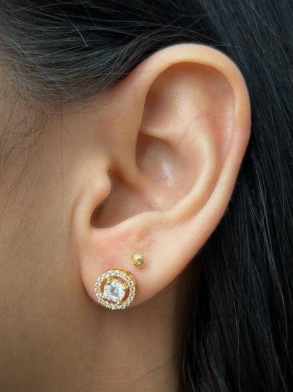 Topos CON SWAROVSKIs BLancos 3.3gr / Largo 0.9cm / Oro Amarillo Nac B