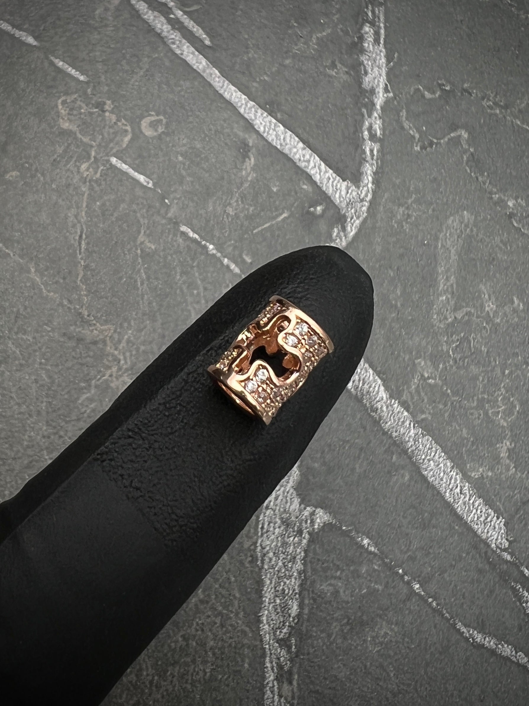 Herraje De Tubo Con Swarovski Blanco 1.4gr / Largo 0.8cm / Oro Rosado Nac B