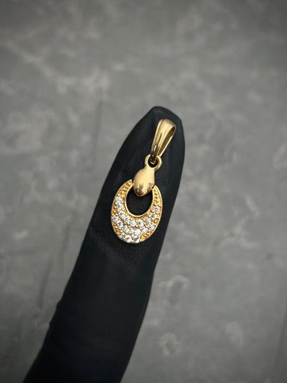 Dije articulado COn Swarovski BLAnco 1.45gr / Largo 2.3cm / Oro Amarillo Nac B