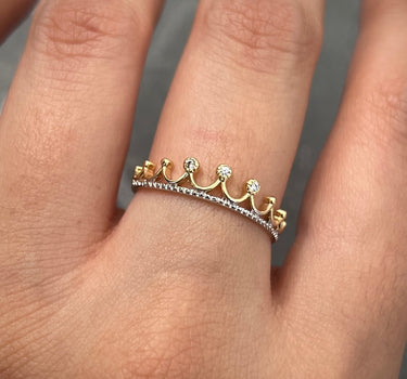 Anillo corona con swarovski blanco 1.5gr / TALLA 6 / Oro Amarillo Nac M