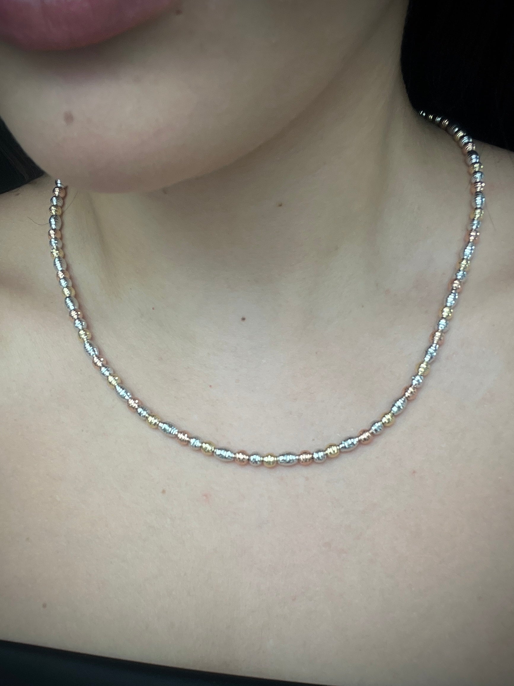 Cadena tejido rustico diamantado 10.45gr / Largo 40cm / Tres Oros italy +3 B