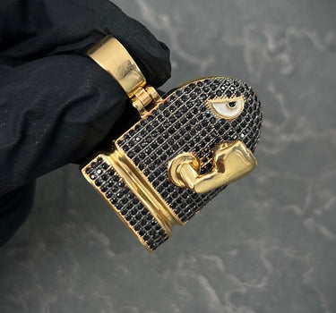 Dije BILL BALA CON SWAROVSKI NEGRO 14gr / Largo: 3.3cm / Oro Amarillo Nac M
