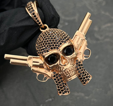 Dije CALAVERA CON SWAROVSKI NEGRO 12.1gr / Largo: 4.3cm / Oro Rosado Nac M