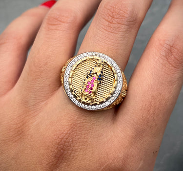 Anillo de virgen de guadalupe 12.8gr / Oro Amarillo Nac B