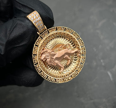 Dije de medalla de leon  13.35gr / 4cm / Dos Oros Nac M