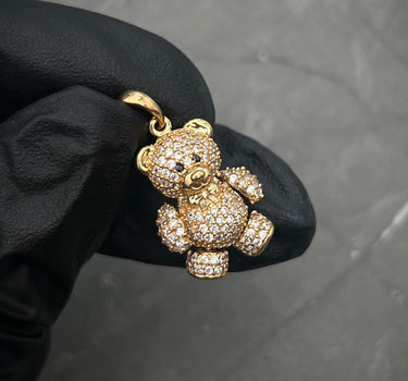 Dije De Mini Oso COn SWarovski Blanco 4.45gr / Largo 2.5cm / Oro Amarillo Nac B