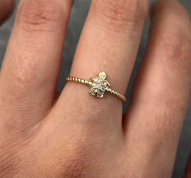 Anillo tortuga con swarovski blanco 1.15gr / TALLA 5 3/4 / Oro Amarillo Nac M