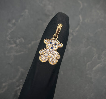 Dije OSO TH Con Swarovski Azul Y Blanco 1.65gr / LArgo 2.1cm / Oro Amarillo Nac P