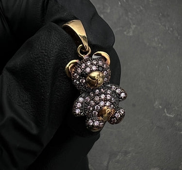Dije de oso con swarovski morado 3.5gr / 2.5cm / Oro Amarillo Nac B