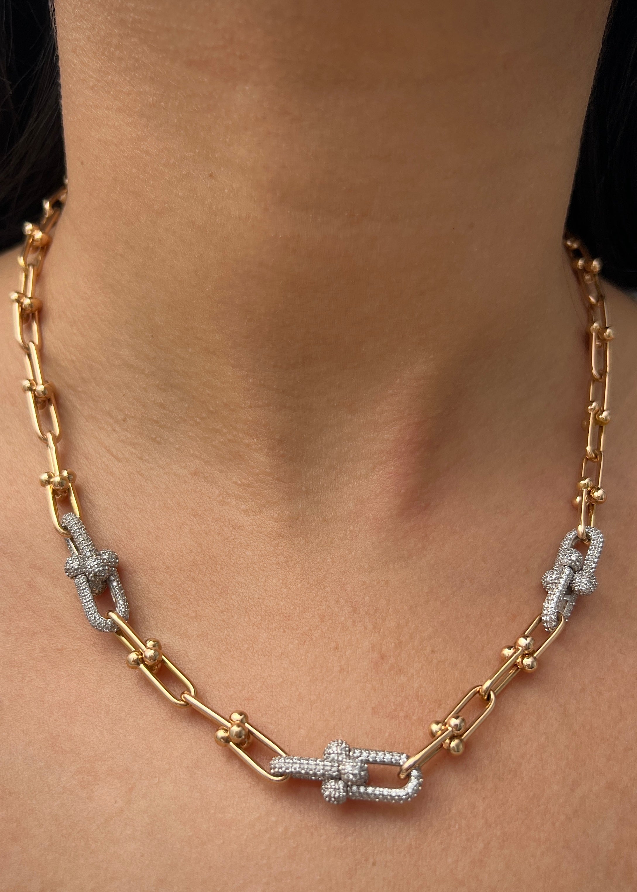 Cadena rustica con swarovski blanco 24.15gr / Largo 45 cm / Dos Oros italy +4 M