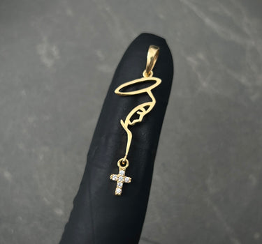 Dije virgen maria con swarovski blanco 1.05gr / Largo 3.5cm / Oro Amarillo Nac P