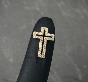 Dije cruz con swarovski blanco 1.15gr / Largo 1.7cm / Oro Amarillo Nac*