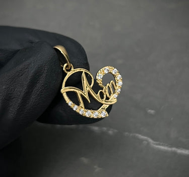 Dije corazon de mamà con swarovski blanco 2.15gr / 2.5cm / Oro Amarillo Nac M