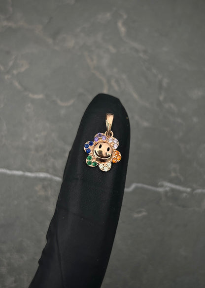 Dije flor con swarovski  0.95gr / Largo 1.6cm — Oro Rosado