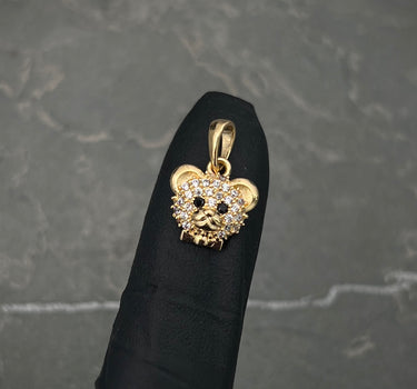 Dije oso con swarovski blanco y negro 1.35gr / Largo 1.5cm / Oro Amarillo Nac P