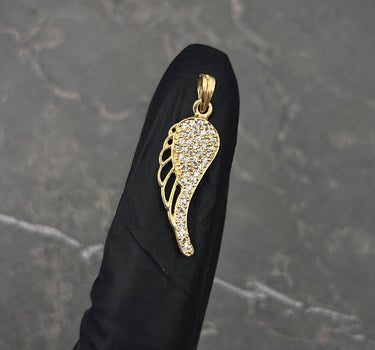 Dije ala con swarovski blanco 1.6gr / Largo 2.7cm / Oro Amarillo Nac P