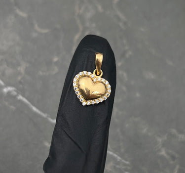 Dije corazon con swarovski blanco 1.3gr / Largo 1.6cm / Oro Amarillo Nac P