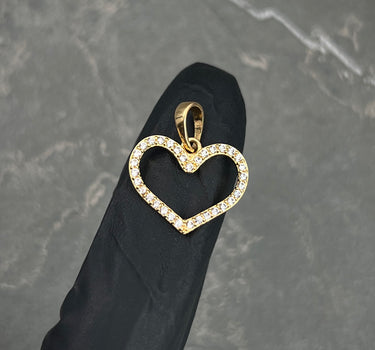Dije corazon con swarovski blanco 1.1gr / Largo 1.8cm / Oro Amarillo Nac P