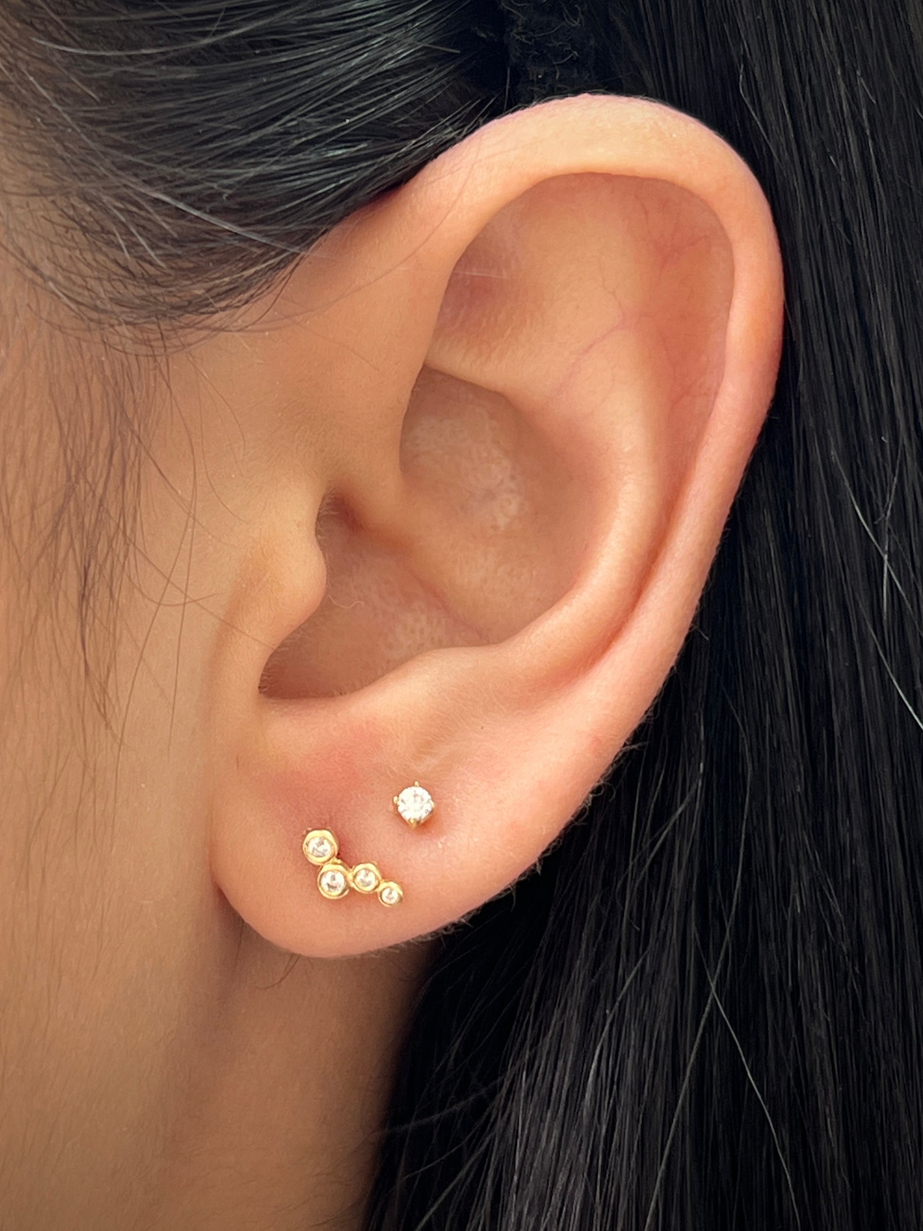 Topos de circulos con swarovski blancos 0.8gr /  Oro Amarillo Nac B