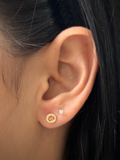 Topos Corona Rx con Swarovski Blanco 0.7gr / 0.5cm / 5mm — Oro Amarillo
