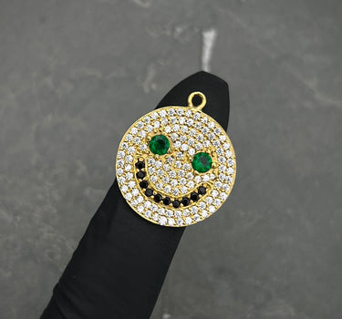 Dije de cara feliz con swarovski multicolor 4.4gr / Largo 3.1cm / Oro Amarillo Nac M