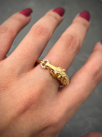 Anillo de caballo 6.5gr / Talla10 1/2  Oro Amarillo Nac M