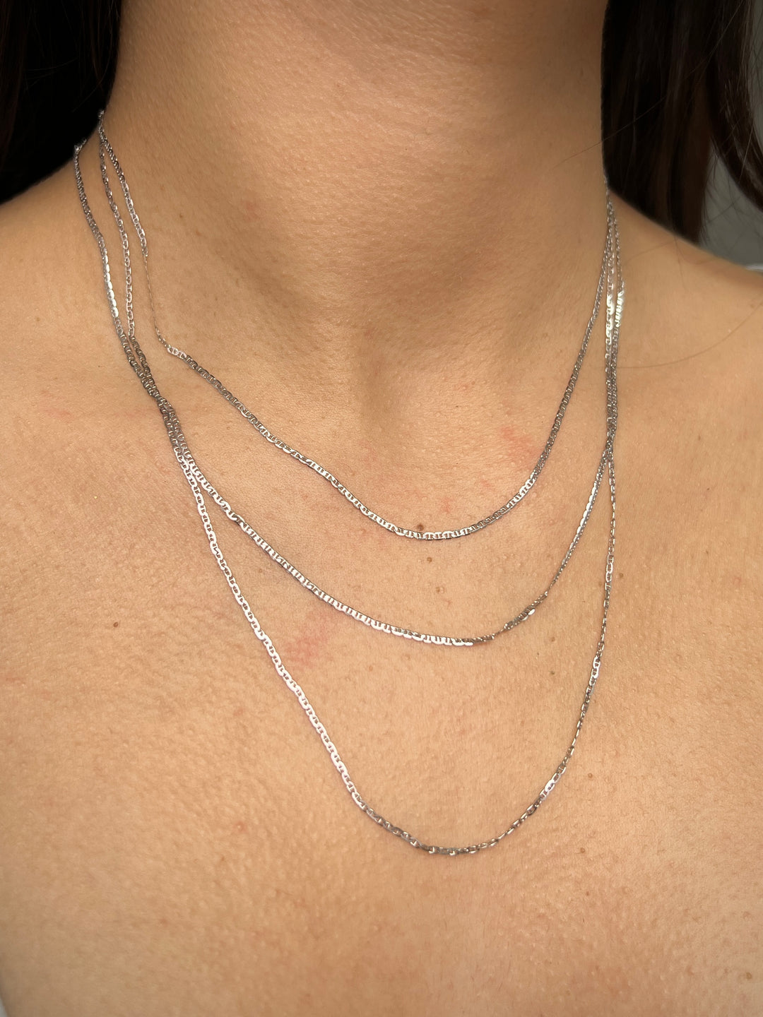 Cadena escalera 1.2gr / Largo 40 cm — Oro Blanco