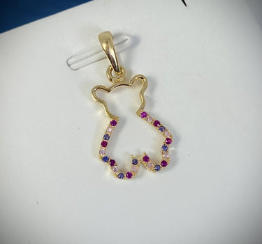 Dije silueta de oso con swarovski 1.45gr / 2.7cm / Oro Amarillo Nac B