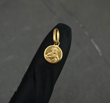 Dije medalla virgen del carmen y corazon de jesus 0.85gr / Largo 1.5cm / Oro Amarillo italy +2 B