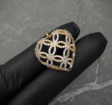 Dije Corazon Con Swarovski BlanCo 3.9gr / Largo 2.3cm / Oro Amarillo italy +3 M