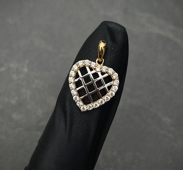 Dije Corazon Con Swarovski BlanCo 1.25gr / Largo 2.0cm / Dos Oros italy +3 M