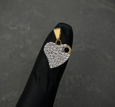 Dije corazon con swarovski blanco 1.8gr / Largo 1.9cm / Oro Amarillo italy +3 B
