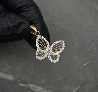 Dije mariposa con swarovski blanco 1.6gr / Largo 2.1cm / Oro Amarillo italy +3 B