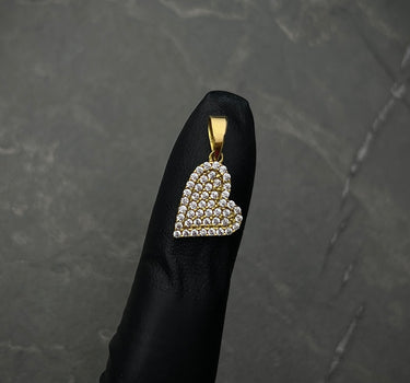 Dije Corazon Con Swarovski Blanco 1.3gr / Largo 2.0cm / Oro Amarillo italy +3 M