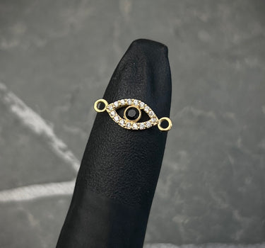 Herraje De Ojo Turco Con Swarovski Negro 0.4gr / Largo 1.5cm / Oro Amarillo Nac B