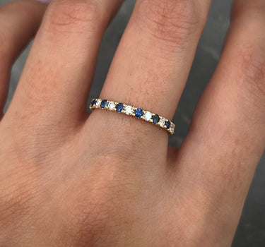 Anillo con 41pts de diamantes y 55pts de zafiro 1.25gr / TALLA 5 3/4 / Oro Amarillo (Joya) M