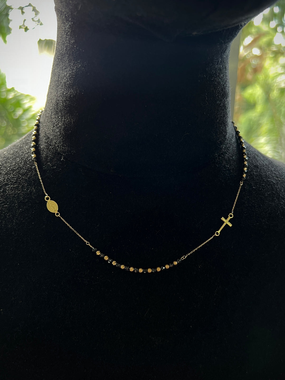 Cadena tipo Denario Virgen De La Milagrosa Con Murano 5.65gr / Largo 45cm — Oro Amarillo