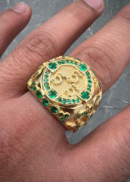 Anillo 333 con 180pts de esmeralda 23.1gr / Talla 10 1/4 / Oro Amarillo (Joya) M