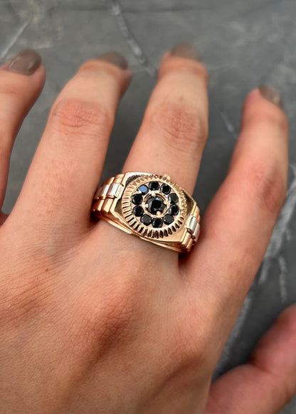 Anillo con 42pts de diamantes negro 14.6gr / TALLA 11 3/4 / Dos Oros Nac (Joya) B