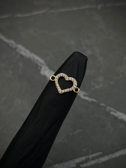 Herraje corazon con swarovski blanco 0.45gr / Largo 1.4cm / Oro Amarillo Nac B