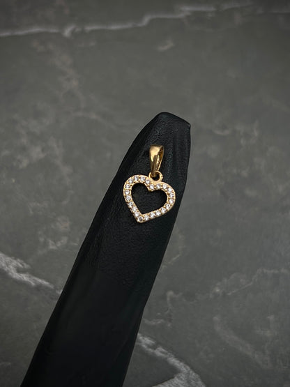 Dije corazon con swarovski blanco 0.65gr / Largo 1.5cm / Oro Amarillo Nac B
